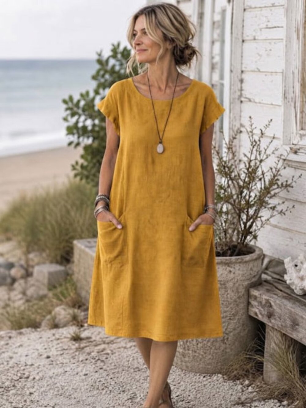 Bryn Walker 100% Linen Made in USA Tunic Dress